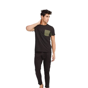 Men’s Summer Casual <b>Tracksuit</b> Soft Cotton Tee & Pants Set, Relaxed Fit,Black Color, Perfect for Gym, Travel and Outdoor Use - Product Image 1