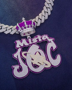 Mista Joc Crown <b>Pendant</b> 18K Gold Plated Moissanite Hip Hop Style <b>Pendant</b> For Men Iced Out 925 <b>Silver</b> Custom <b>Initial</b> <b>Pendant</b> - Product Image 3