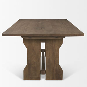Extendable Solid Mango Wooden Rectangular Shape Designing Wood <b>Folding</b> Legs Rich Brown Finish With Textured <b>Kitchen</b> Dining <b>Table</b> - Product Image 3