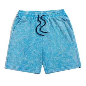 Men's Tie Dye Cotton Shorts Mid Waist Drawstring Casual Breathable Knitted Short Pants - Product Image 1