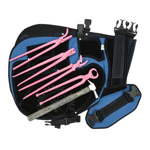 Tablier de sécurité et kit d'outils de fermeur de qualité industrielle, outil de dépose de clous rose, marteau à clous noir, extracteur de clous et pince à clous courbée - Product Image 1