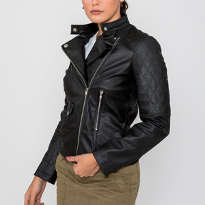 Chaqueta de moto de cuero genuino para mujer, ropa de invierno cálida, opción elegante e informal. - Product Image 4