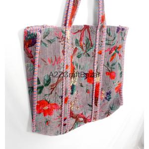 Sac fourre-tout matelassé en velours bohème, fait main, rayé, pour le shopping, en provenance du Rajasthan, pour exposition, vente en gros - Product Image 6