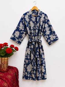 Bata Kimono Floral 100% Algodón con Cuello en V Personalizada para Mujer, Transpirable, para Playa o Baño, OEM/ODM, Marca Privada, Venta al por Mayor - Product Image 4