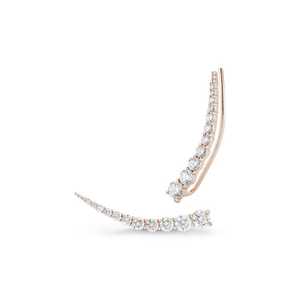 Pendientes de Gancho Curvos Graduados con Diamantes Cultivados en Laboratorio de 24mm, Pendientes de Barra Curva Lineal para Escalar la Oreja, Personalizados en Oro de 14K y 18K - Product Image 3