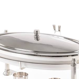 Plat de service ovale de luxe en acier inoxydable avec couvercle rabattable et plateau métallique pour buffet, idéal pour les hôtels, mariages, réceptions et services de traiteur - Product Image 6