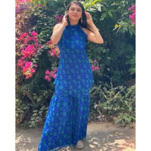 Conjunto de Corduroy sin Mangas para Mujer, Color Azul Tiburón, Talla XS, Transpirable, Estilo Asimétrico - Product Image 5