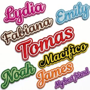 Custom Embroidered Name Patches Iron-On <b>Fabric</b> Applique For Cloth Use With Colorful <b>Letter</b> Design - Product Image 5