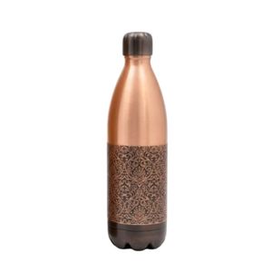 Handmade Hammered Pure Copper <b>Water</b> <b>Bottle</b> with Drinking Cup Cap Ayurvedic Health Fitness Drinkware Wholesale For Gifting - Product Image 2