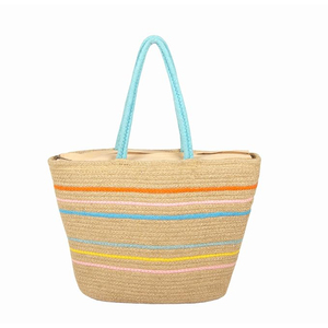 Sac fourre-tout souple en coton naturel fait main grande capacité, sac à bandoulière rayé multicolore pour femme, idéal pour les courses quotidiennes et le marché - Product Image 1