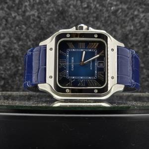 Reloj de Lujo Cuadrado para Hombre de 41 mm con Movimiento Mecánico Automático, Esfera Azul con Números Romanos, Acero Inoxidable de 12 mm y Correa de Cuero Azul de 16 mm - Product Image 1