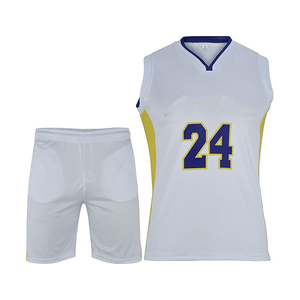 Conjunto de Camiseta de Baloncesto Blanca, Azul y Amarilla, Cuello en V, Sin Mangas, Malla de Poliéster Transpirable, Impresión Sublimada, Número 24, Unisex para Adultos - Product Image 1