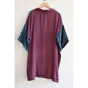 Robe kimono en patchwork de soie faite à la main, longue robe de nuit de luxe bohème pour femmes - Product Image 5