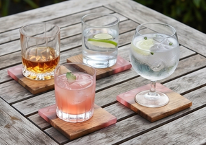 Elegant Pink Resin And Walnut Wood Drink <b>Coasters</b> With Natural Finished Perfect For Stylish Tabletop Accessories Home Gifts - Product Image 5