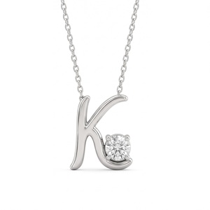 จี้ตัวอักษร 18K สุดฮิต ทรงกลมเจียระไนแบบบริลเลียนท์ เพชรเลี้ยงในห้องปฏิบัติการและเพชรธรรมชาติ ดีไซน์คลาสสิกสำหรับทุกเพศ ตัวอักษร K เครื่องประดับเพชร - Product Image 3