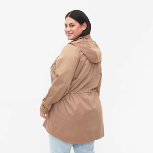 Chaqueta Parka con Capucha para Mujer, Manga Larga, Color Sólido, Impermeable, Tejido de Poliéster, para Otoño, Cierre con Botones, Largo Regular - Product Image 3