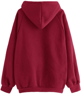 เสื้อสเวตเชิ้ตมีฮู้ดผู้ชายสีมารูน ผ้าฝ้ายฟลีซ ทรงโอเวอร์ไซส์ สีพื้น สวมใส่สบายๆ สำหรับฤดูใบไม้ร่วง ดีไซน์กระเป๋า แขนเสื้อแบบปกติ - Product Image 6