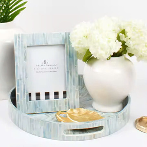 Bandeja con Incrustaciones de Nácar y Diseño de Dibujos Animados para Guardar Vasos, Bandeja de Servir Duradera, Ecológica y Hecha a Mano para la Cocina Familiar - Product Image 1