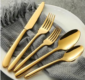 Ensemble de couverts vintage en acier inoxydable doré, 5 pièces, ensemble de couverts de luxe, finition miroir, vaisselle pour hôtel, restaurant, mariage - Product Image 1