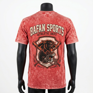 Camiseta para Hombre con Lavado Ácido, 240 GSM, Tela de Algodón Grueso, Diseño de Pantera Roja Desgastada, Impresión Personalizada - Product Image 3