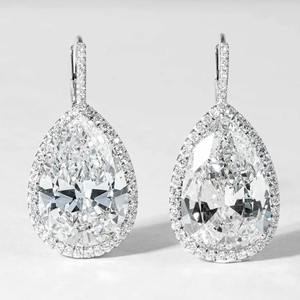 Pendientes de Diamantes Cultivados en Laboratorio con Forma de Pera en Oro de 14K, Certificados por IGI, Chapados en Rodio, Joyería Elegante para Fiesta, Regalo para Mujer - Product Image 1