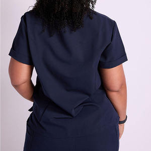 Women Green V-Neck Scrub Set Cotton Polyester Canvas Woven Hospital Uniforms Pants Pockets Needle Detection GLOWING NEON - Product Image 4