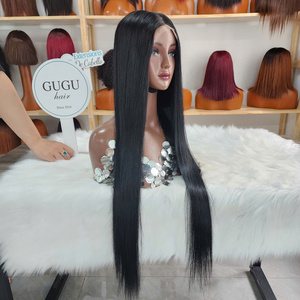Perruque frontale complète en dentelle HD 13x4 en cheveux humains, lisse, sans colle, densité 180%, cheveux vierges alignés dans le sens des cuticules, vente en gros - Product Image 5