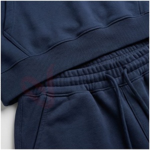 Ensemble de survêtement bleu marine pour homme, à capuche, manches longues, couleur unie, coupe décontractée, vêtements d'automne, respirant, 100% coton - Product Image 5