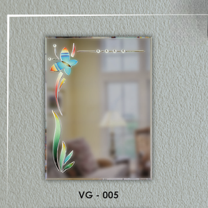 Espejo de tocador con elegante diseño de ranura en V y borde biselado, estilo decorativo sin marco. - Product Image 1