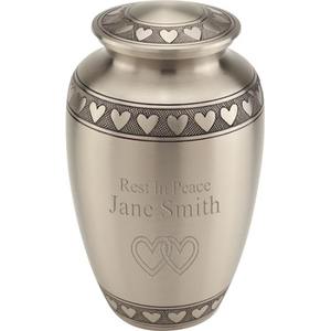 Urne funéraire en métal Band of Hearts pour cendres, urne commémorative pour adultes, souvenir funéraire pour cendres humaines - Product Image 1