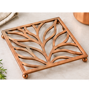Sous-plat carré en cuivre résistant à la chaleur avec pieds en boule, pour marmite chaude, tapis de table décoratif - Product Image 4