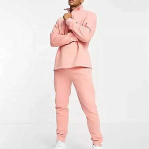 Ensemble de survêtement sportif ZRROPS INDUSTRY pour homme, rose, demi-zip, séchage rapide, hiver, 2 en 1, couleur unie, sweat-shirt à manches longues, pantalon de jogging - Product Image 1