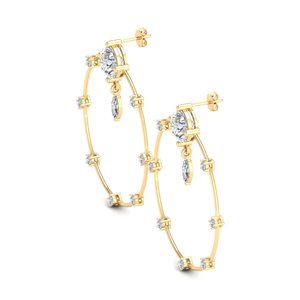 Boucles d'oreilles créoles REYES, best-sellers, design classique, argent sterling 925, diamant de laboratoire 9,9 carats, pour femmes, bijoux fins - Product Image 3