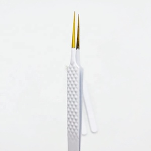 Pince à cils professionnelle or blanc poignée en diamant acier inoxydable solide pointu J incurvé couleurs personnalisées Isolation - Product Image 3