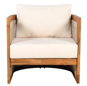 Wood Rope Outdoor Sofa Set <b>Patio</b> Conversation Furniture <b>Round</b> Coffee <b>Table</b> Garden Seating - Product Image 3
