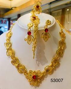 Elegante Juego de Collar y Pendientes con Diseño de Hoja, Chapado en Oro y Zirconia, para Boda, Modelo 53005 - Product Image 3