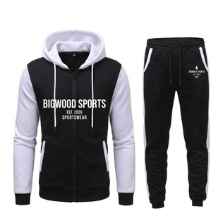 Ensemble jogging et sweat à capuche d'hiver pour homme Bigwood Sports, entièrement zippé, en molleton tricoté doublé Sherpa, polyester/coton, imprimé numériquement - Product Image 1