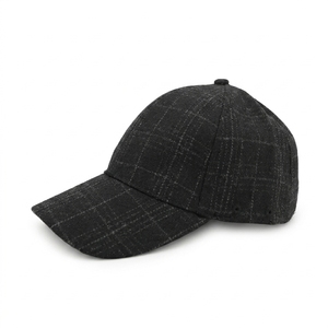 Wholesale Unisex <b>Black</b> Checked Cotton <b>Baseball</b> <b>Cap</b> Adjustable Fit Casual Style Four Seasons Wear - Product Image 2