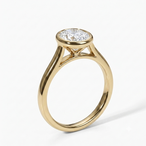 Bague classique pour femme LILABA ENTERPRISE en or jaune 18 carats avec diamant de laboratoire taille ovale East West, certifiée IGI, bijou à porter au quotidien - Product Image 2
