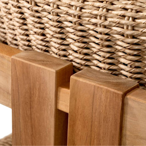 Silla de exterior con estructura de madera de teca, impermeable, con mimbre de cuerda, para decoración de muebles de hogar y jardín. - Product Image 6