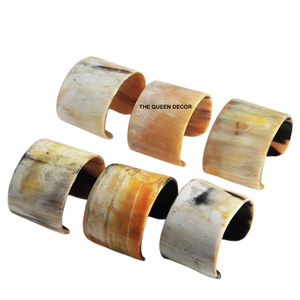 Fabuleux pour la maison, l'hôtel, les mariages, les fêtes : Lots de 6 anneaux de serviette de qualité supérieure, forme ronde, en corne. - Product Image 1