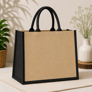 Natural Eco-Friendly Jute <b>Tote</b> <b>Bag</b> 12x16x6 Inches Cotton Padded Handle Be the <b>Change</b> Design - Product Image 3