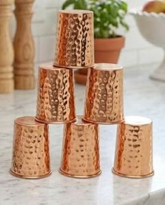 Verres en cuivre élégants et durables, gobelets en métal pour l'eau, les jus, les cocktails, réutilisables, pour la cuisine, le bar, les boissons. - Product Image 2