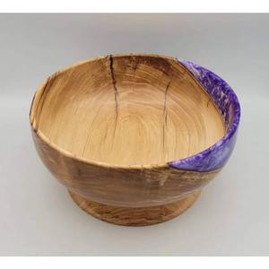 Bol à salade vintage en bois d'acacia, plats en bois sculpté, grand bol de service en résine époxy et bois, bol à collation en bois d'acacia - Product Image 5