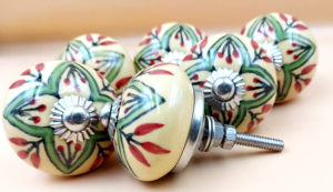 Poterie indienne poignée de traction en céramique boutons de porte ronds pour tiroirs armoires de cuisine commodes armoire utilisation décor intérieur à la maison - Product Image 5