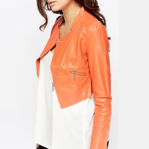 Veste en cuir véritable pour femme, écologique et respirante, design moderne et élégant à col montant, grandes tailles - Product Image 4