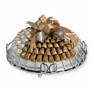 Bandeja de chocolate de metal dorado de alta calidad, bandeja para servir chocolate, soporte para dulces y postres para hoteles, bodas y uso doméstico. - Product Image 2