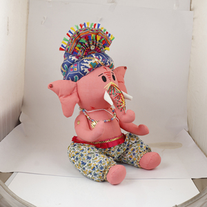 Orange Ganesh Plush <b>Toy</b> Handmade <b>Stuffed</b> Elephant God Doll Ethnic Indian Decor Gift Item for Bulk Sale - Product Image 2