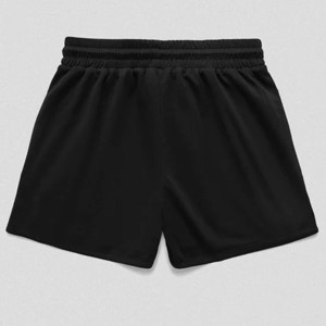 Shorts tricotés noirs unis pour hommes, taille mi-haute élastique, séchage rapide, style urbain, 100 % coton, pour garçons - Product Image 4