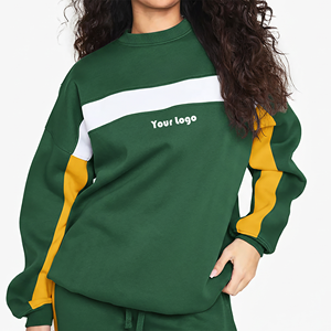 2026 New Women Color Block Sweatshirt Crew Neck Long Sleeve 100% Cotton Breathable Casual Autumn Wear Front Logo Design - Product Image 4